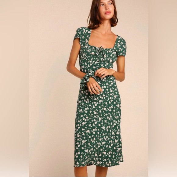 Rouje Ines Midi Dress in Green Floral size 36/US4